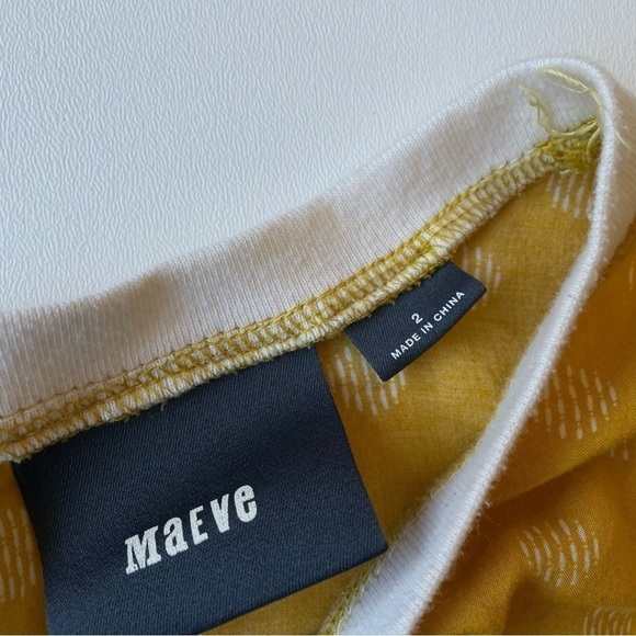 MAEVE Anthropologie Top Size 2 Mustard Yellow Polka Dot 3/4 Sleeve Blouse - Picture 11 of 16